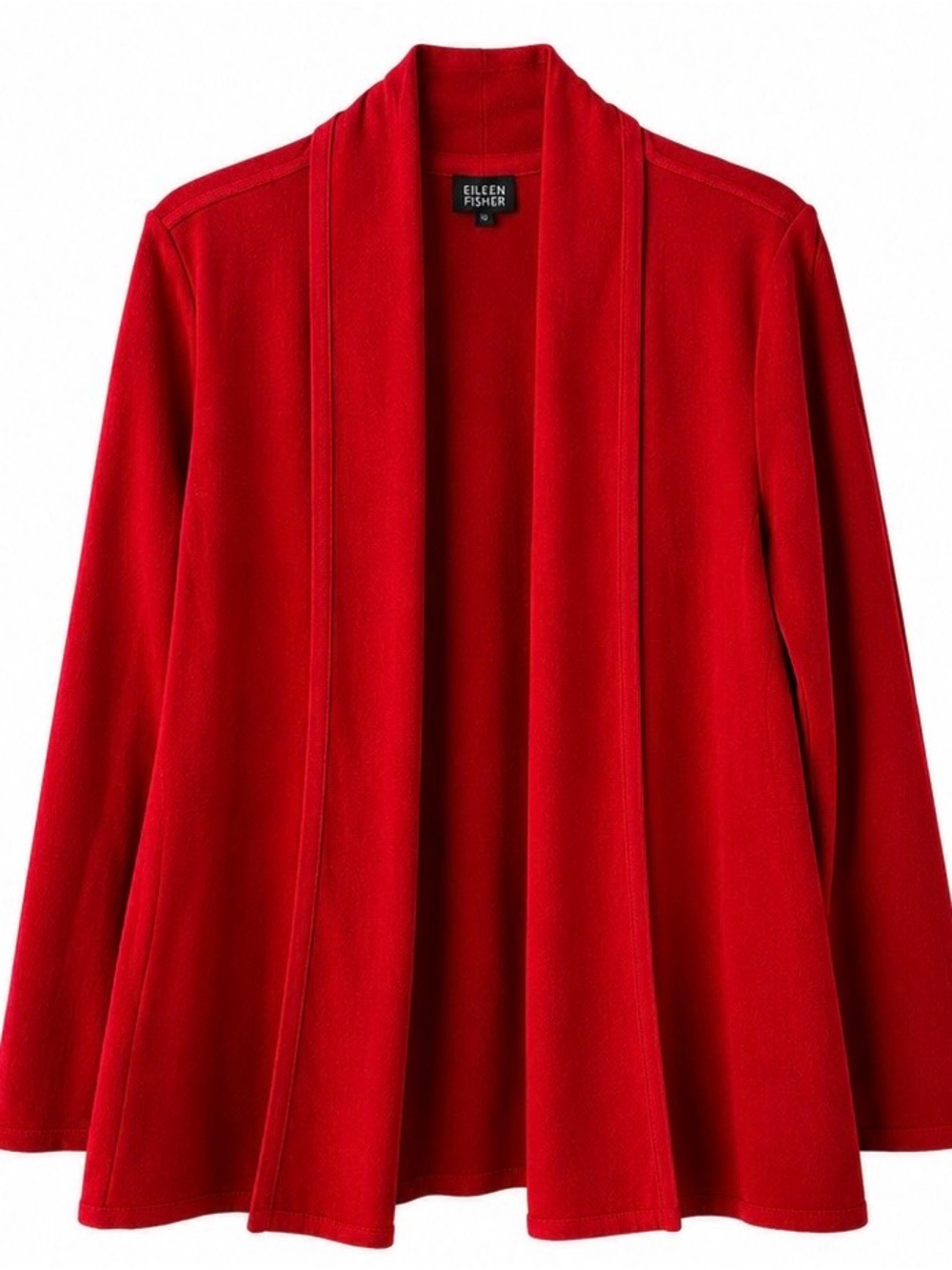 Vintage Eileen Fisher Red Wool Blend Open Front Swing Coat, Size M, NWOT